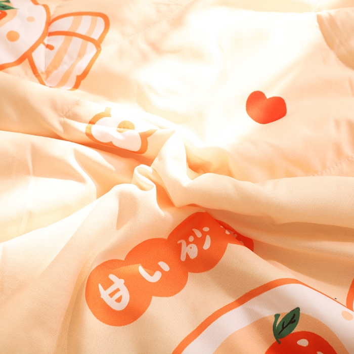 91家纺网 家纺一手货源 找家纺 慕尚 2025新款水洗棉夏被实拍图 橘子奶糖