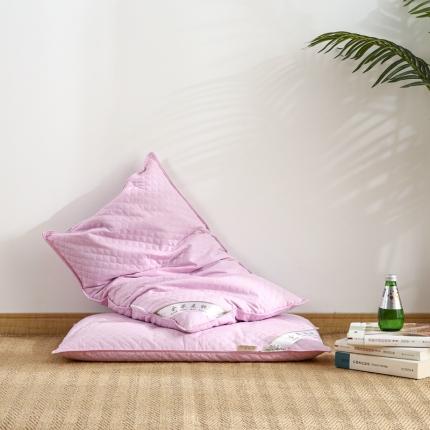 逸林枕芯 2021新款全棉绗绣纯色荞麦枕 粉色