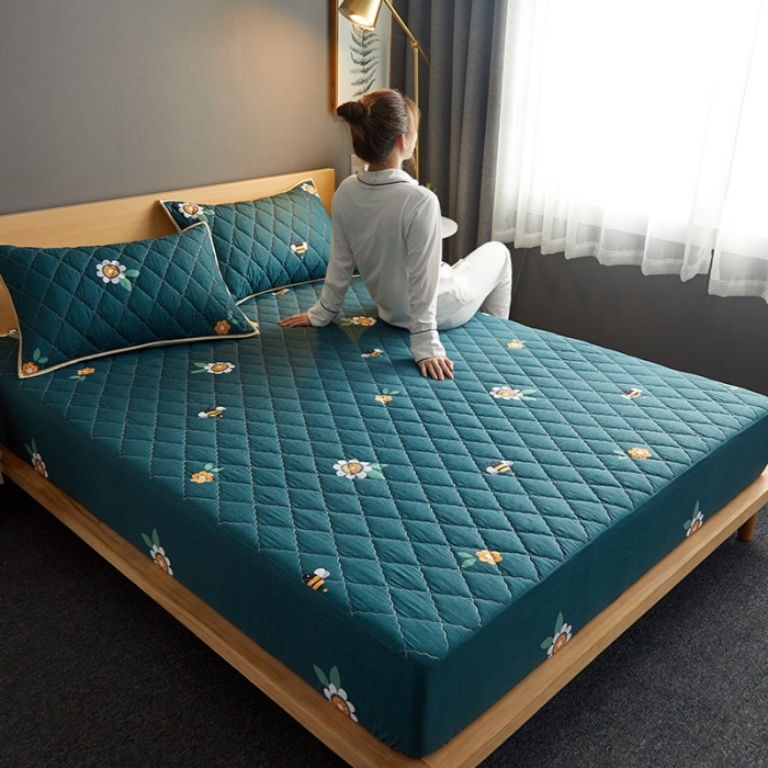 91家纺网 家纺一手货源 找家纺 花言狐语 2025新款水洗棉防水隔尿夹棉床笠 贝塔