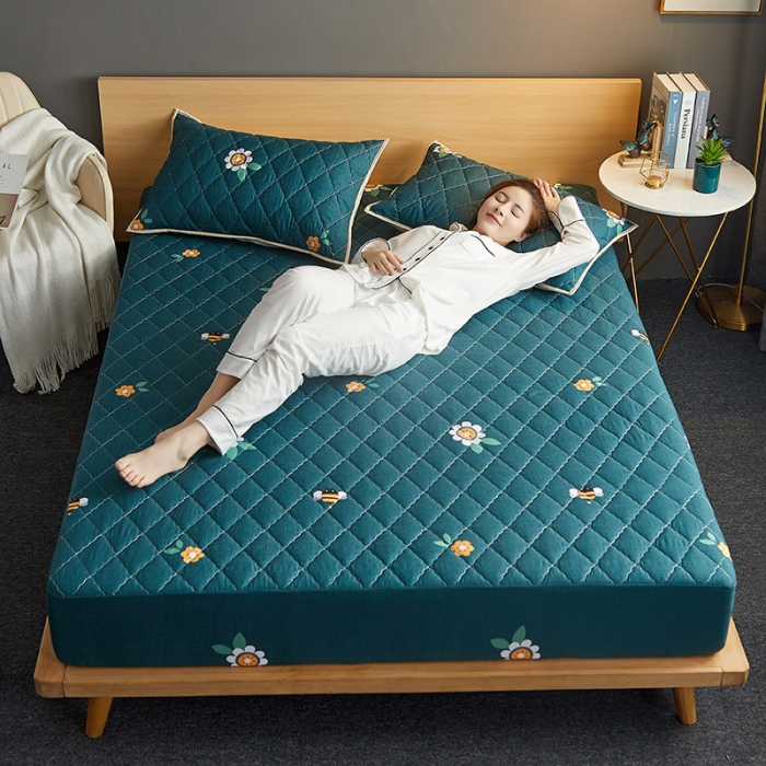 91家纺网 家纺一手货源 找家纺 花言狐语 2025新款水洗棉防水隔尿夹棉床笠 贝塔