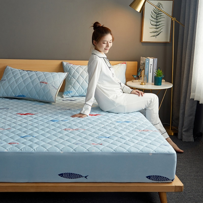 91家纺网 家纺一手货源 找家纺 花言狐语 2025新款水洗棉防水隔尿夹棉床笠 海底世界