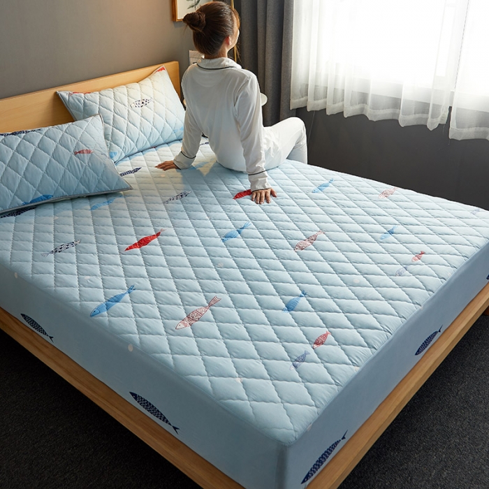 91家纺网 家纺一手货源 找家纺 花言狐语 2025新款水洗棉防水隔尿夹棉床笠 海底世界