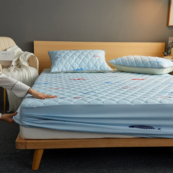 91家纺网 家纺一手货源 找家纺 花言狐语 2025新款水洗棉防水隔尿夹棉床笠 海底世界