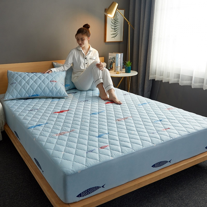 91家纺网 家纺一手货源 找家纺 花言狐语 2025新款水洗棉防水隔尿夹棉床笠 海底世界