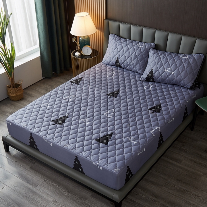 91家纺网 家纺一手货源 找家纺 花言狐语 2025新款水洗棉防水隔尿夹棉床笠 摩登森林