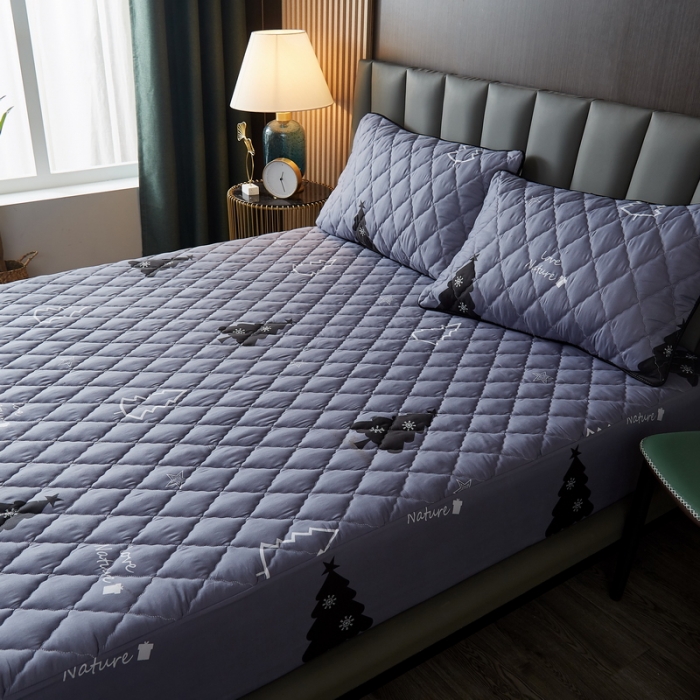 91家纺网 家纺一手货源 找家纺 花言狐语 2025新款水洗棉防水隔尿夹棉床笠 摩登森林