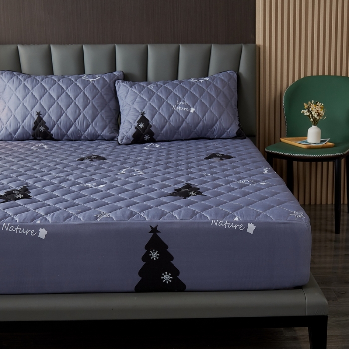 91家纺网 家纺一手货源 找家纺 花言狐语 2025新款水洗棉防水隔尿夹棉床笠 摩登森林