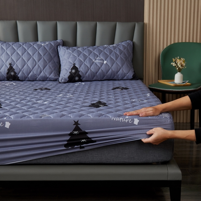 91家纺网 家纺一手货源 找家纺 花言狐语 2025新款水洗棉防水隔尿夹棉床笠 摩登森林