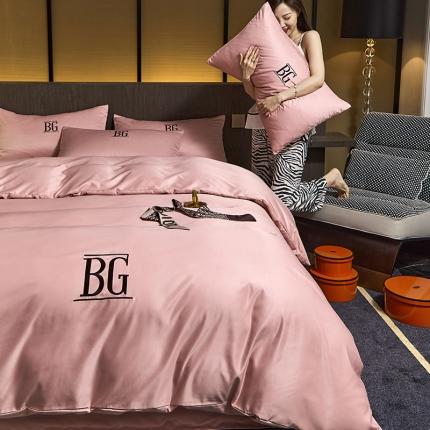 凡客 2021春夏新款60支水洗真丝绣花四件套 路易斯-萝莉粉