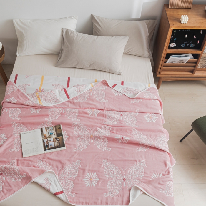 91家纺网 家纺一手货源 找家纺 （总）朴尔 2021新款抽象风格六层纱布毛巾被系列