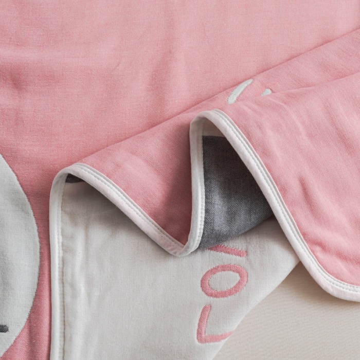 91家纺网 家纺一手货源 找家纺 朴尔 2021新款抽象风格六层纱布毛巾被系列 幸福小树-粉