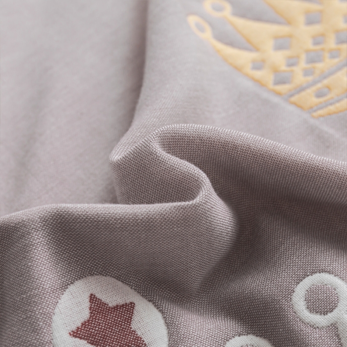 91家纺网 家纺一手货源 找家纺 朴尔 2021新款抽象风格六层纱布毛巾被系列 尊贵皇冠-咖