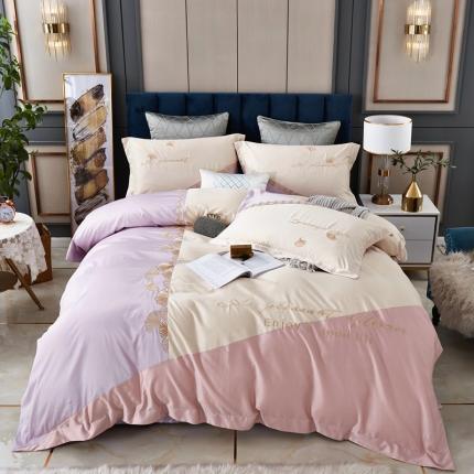 91家纺网 家纺一手货源 找家纺 （总）星尚家纺 2021新款100支长绒棉叶韵四件套