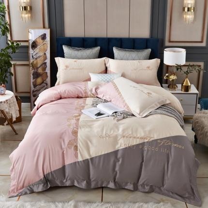 91家纺网 家纺一手货源 找家纺 （总）星尚家纺 2021新款100支长绒棉叶韵四件套