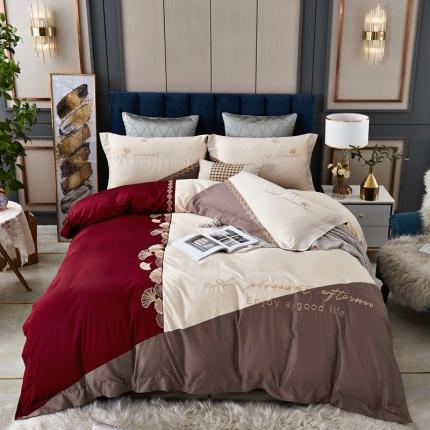 91家纺网 家纺一手货源 找家纺 （总）星尚家纺 2021新款100支长绒棉叶韵四件套