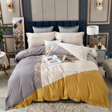 91家纺网 家纺一手货源 找家纺 （总）星尚家纺 2021新款100支长绒棉叶韵四件套