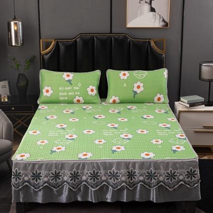 91家纺网 家纺一手货源 找家纺 （总）纽缦家纺 2021新款凉感丝乳胶凉席可拆卸床裙款三件套