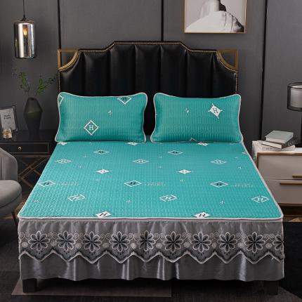 91家纺网 家纺一手货源 找家纺 纽缦家纺 2021新款凉感丝乳胶凉席可拆卸床裙款三件套 路易