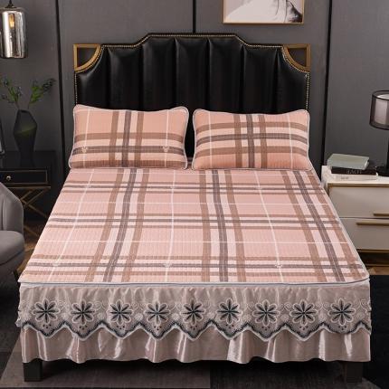 91家纺网 家纺一手货源 找家纺 （总）纽缦家纺 2021新款凉感丝乳胶凉席可拆卸床裙款三件套