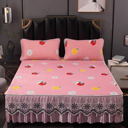 91家纺网 家纺一手货源 找家纺 （总）纽缦家纺 2021新款凉感丝乳胶凉席可拆卸床裙款三件套