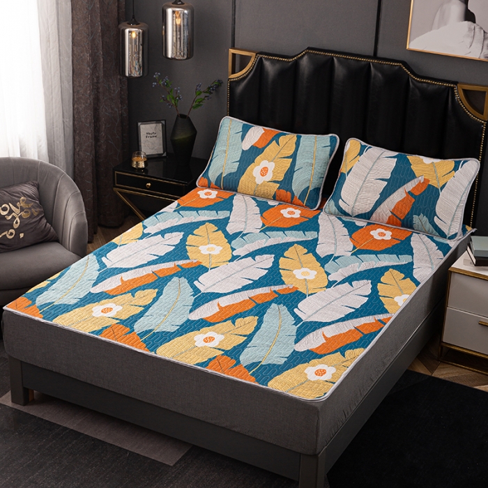 91家纺网 家纺一手货源 找家纺 （总）纽缦家纺 2021新款凉感丝乳胶凉席可拆卸床裙款三件套