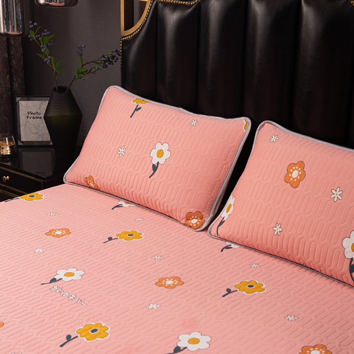 91家纺网 家纺一手货源 找家纺 纽缦家纺 2021新款凉感丝乳胶凉席可拆卸床裙款三件套 东洋之花-玉