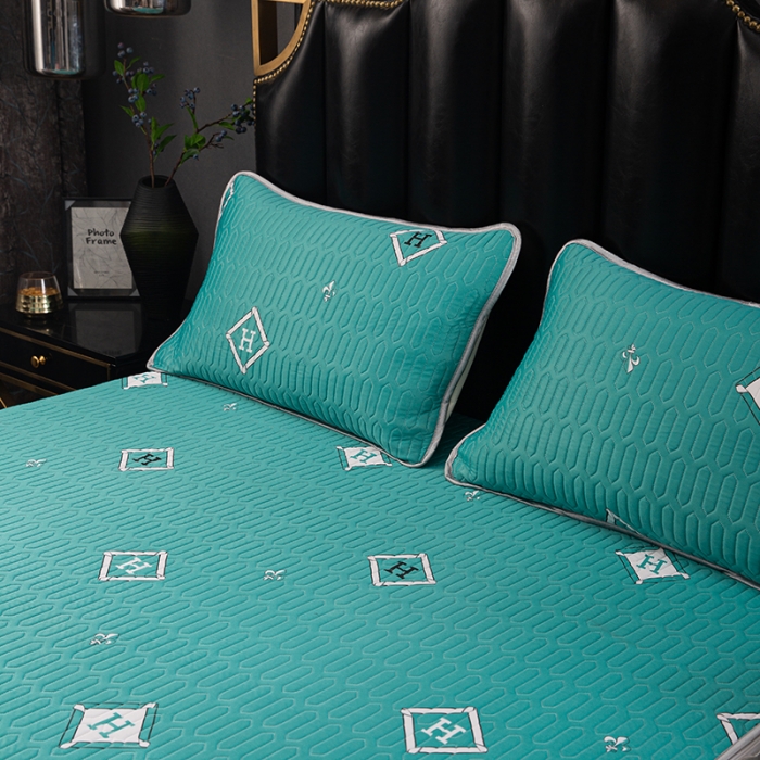 91家纺网 家纺一手货源 找家纺 纽缦家纺 2021新款凉感丝乳胶凉席可拆卸床裙款三件套 路易