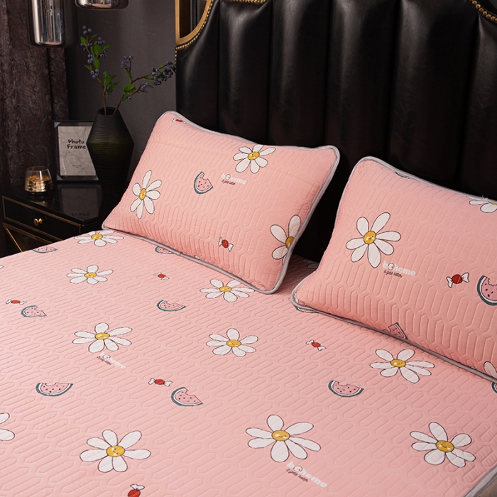 91家纺网 家纺一手货源 找家纺 纽缦家纺 2021新款凉感丝乳胶凉席可拆卸床裙款三件套 难忘哈密-玉