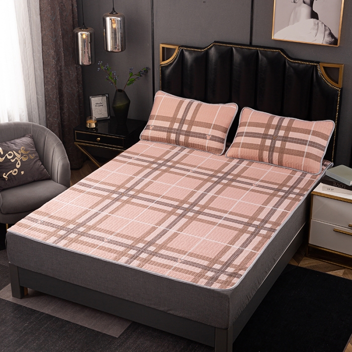 91家纺网 家纺一手货源 找家纺 纽缦家纺 2021新款凉感丝乳胶凉席可拆卸床裙款三件套 诗情话意