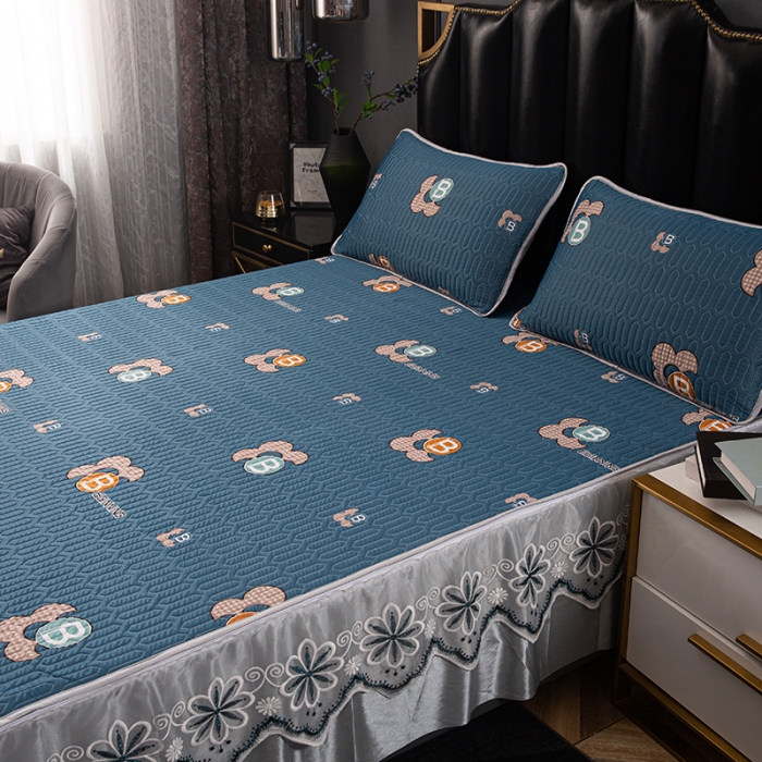 91家纺网 家纺一手货源 找家纺 纽缦家纺 2021新款凉感丝乳胶凉席可拆卸床裙款三件套 时尚前沿