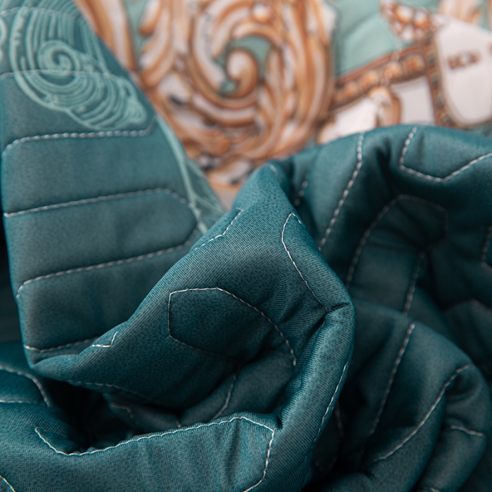 91家纺网 家纺一手货源 找家纺 纽缦家纺 2021新款凉感丝乳胶凉席可拆卸床裙款三件套 香榭之花绿