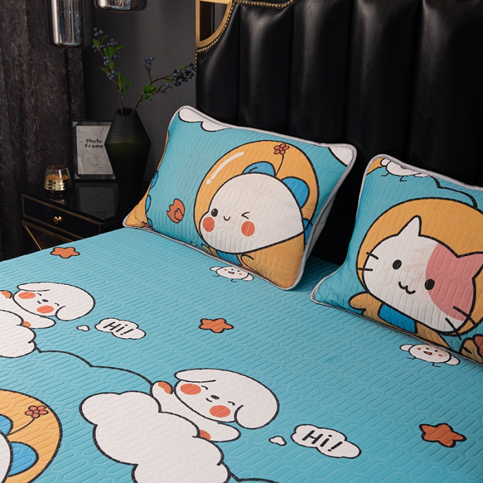 91家纺网 家纺一手货源 找家纺 纽缦家纺 2021新款凉感丝乳胶凉席可拆卸床裙款三件套 幸福王子-绿