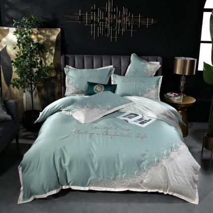 星尚家纺2021新款100支长绒棉曼莎四件套 湖泊兰