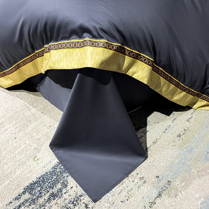 91家纺网 家纺一手货源 找家纺 ab家纺 2021新款40s全棉刺绣四件套黛蓝