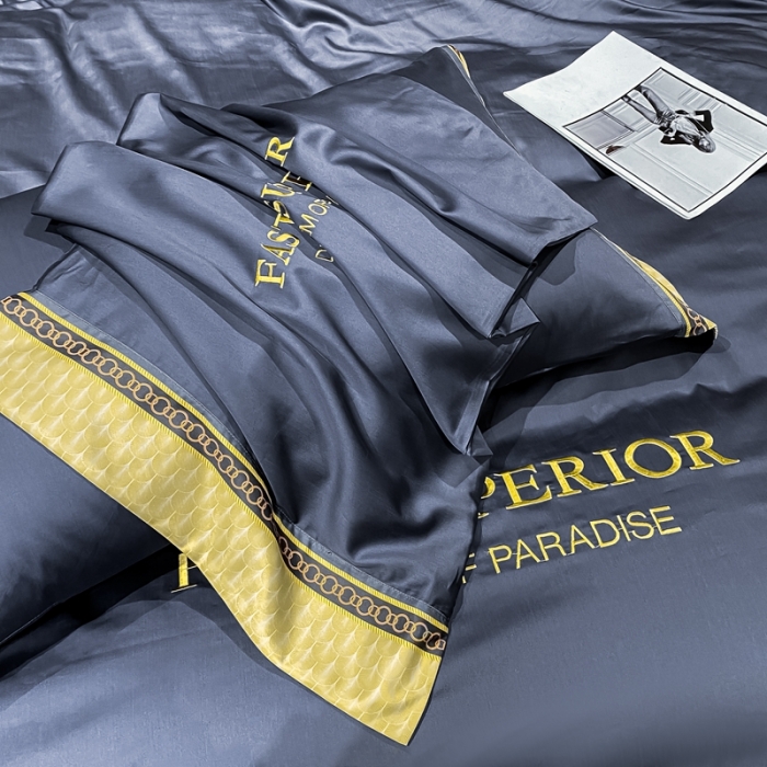 91家纺网 家纺一手货源 找家纺 ab家纺 2021新款40s全棉刺绣四件套黛蓝