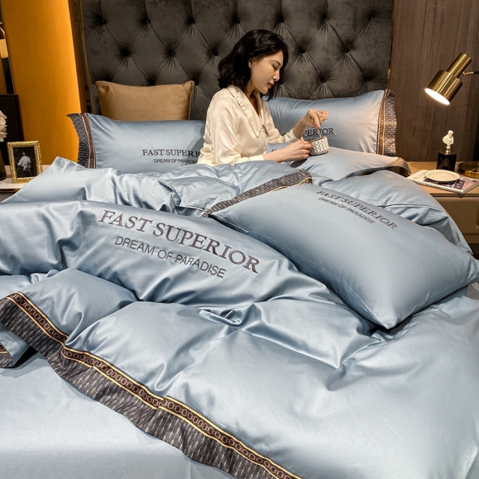 91家纺网 家纺一手货源 找家纺 ab家纺 2021新款40s全棉刺绣四件套海青