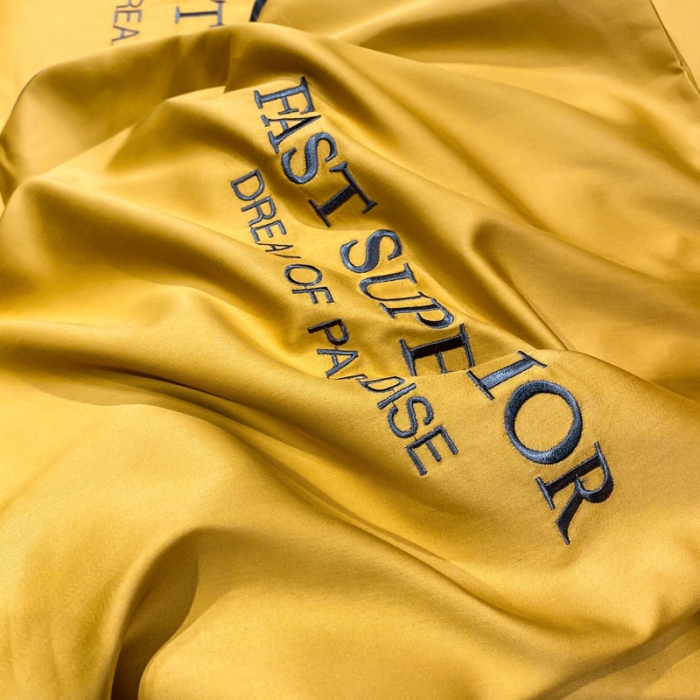 91家纺网 家纺一手货源 找家纺 ab家纺 2021新款40s全棉刺绣四件套姜黄