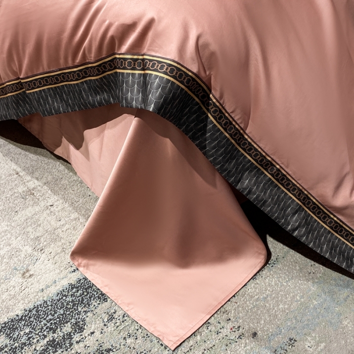 91家纺网 家纺一手货源 找家纺 ab家纺 2021新款40s全棉刺绣四件套浅豆沙