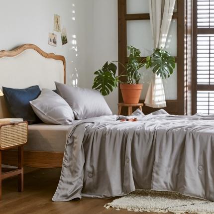 涞澳家纺 2021新款60天丝纯色夏被四件套 烟灰