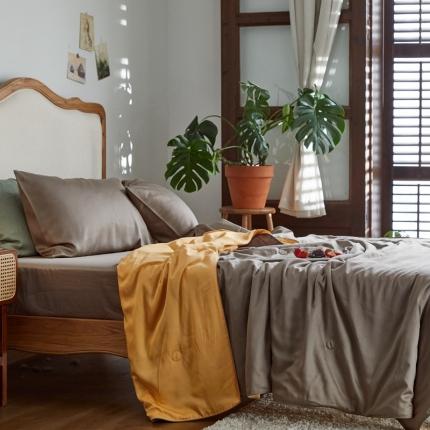 涞澳家纺 2021新款60天丝纯色夏被四件套 竹卡&amp;栀子黄