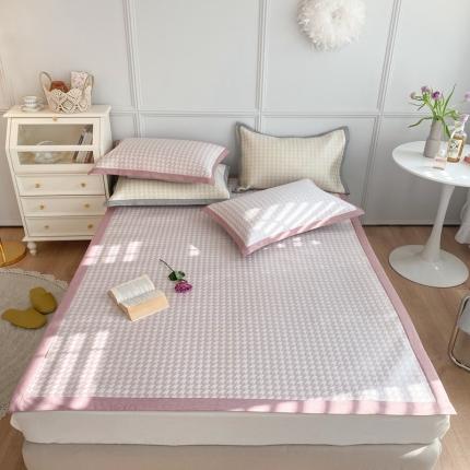 涞澳家纺 2021新款凉席三件套-千鸟格 千鸟格-粉