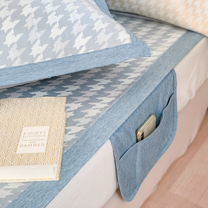 91家纺网 家纺一手货源 找家纺 涞澳家纺 2021新款凉席三件套-千鸟格 千鸟格-浅蓝