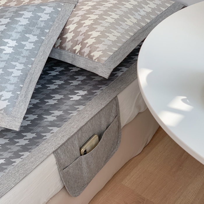 91家纺网 家纺一手货源 找家纺 涞澳家纺 2021新款凉席三件套-千鸟格 千鸟格-深灰