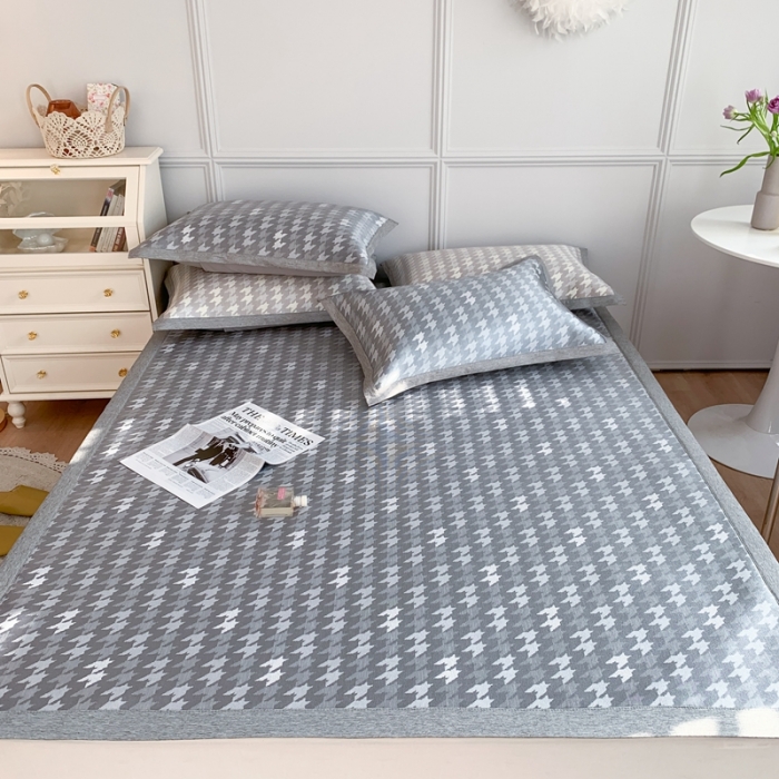 91家纺网 家纺一手货源 找家纺 涞澳家纺 2021新款凉席三件套-千鸟格 千鸟格-深灰