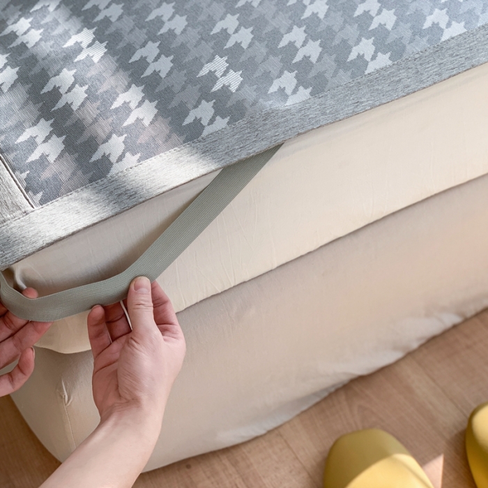 91家纺网 家纺一手货源 找家纺 涞澳家纺 2021新款凉席三件套-千鸟格 千鸟格-深灰