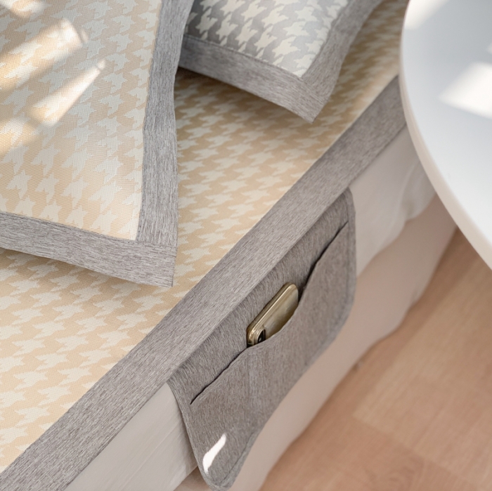 91家纺网 家纺一手货源 找家纺 涞澳家纺 2021新款凉席三件套-千鸟格 千鸟格-驼