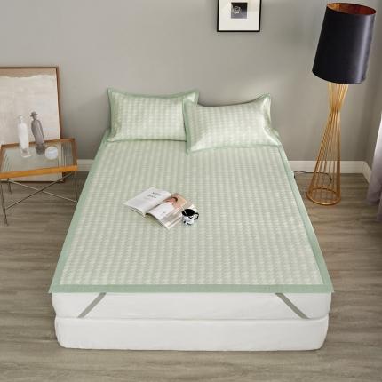 涞澳家纺 2021新款凉席三件套-千鸟格 千鸟格-绿