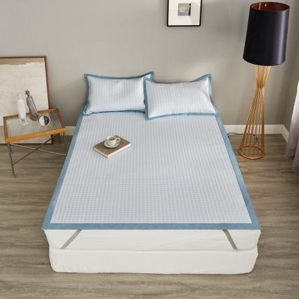 涞澳家纺 2021新款凉席三件套-千鸟格 千鸟格-浅蓝