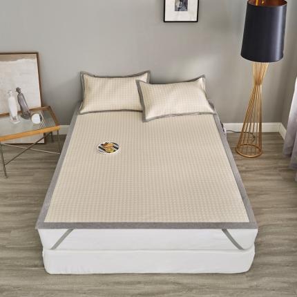 91家纺网 家纺一手货源 找家纺 涞澳家纺 2021新款凉席三件套-千鸟格 千鸟格-驼