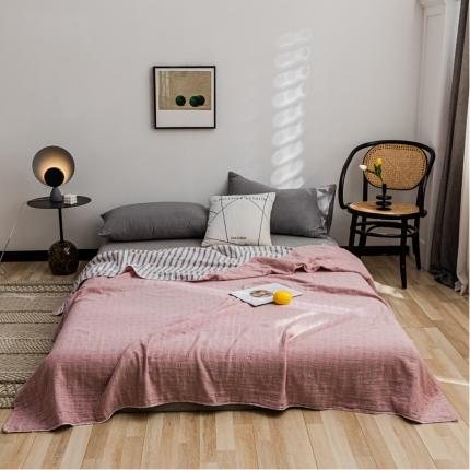 91家纺网 家纺一手货源 找家纺 朴尔 2021新款主推三层水洗棉纱布毛巾被冬空-粉